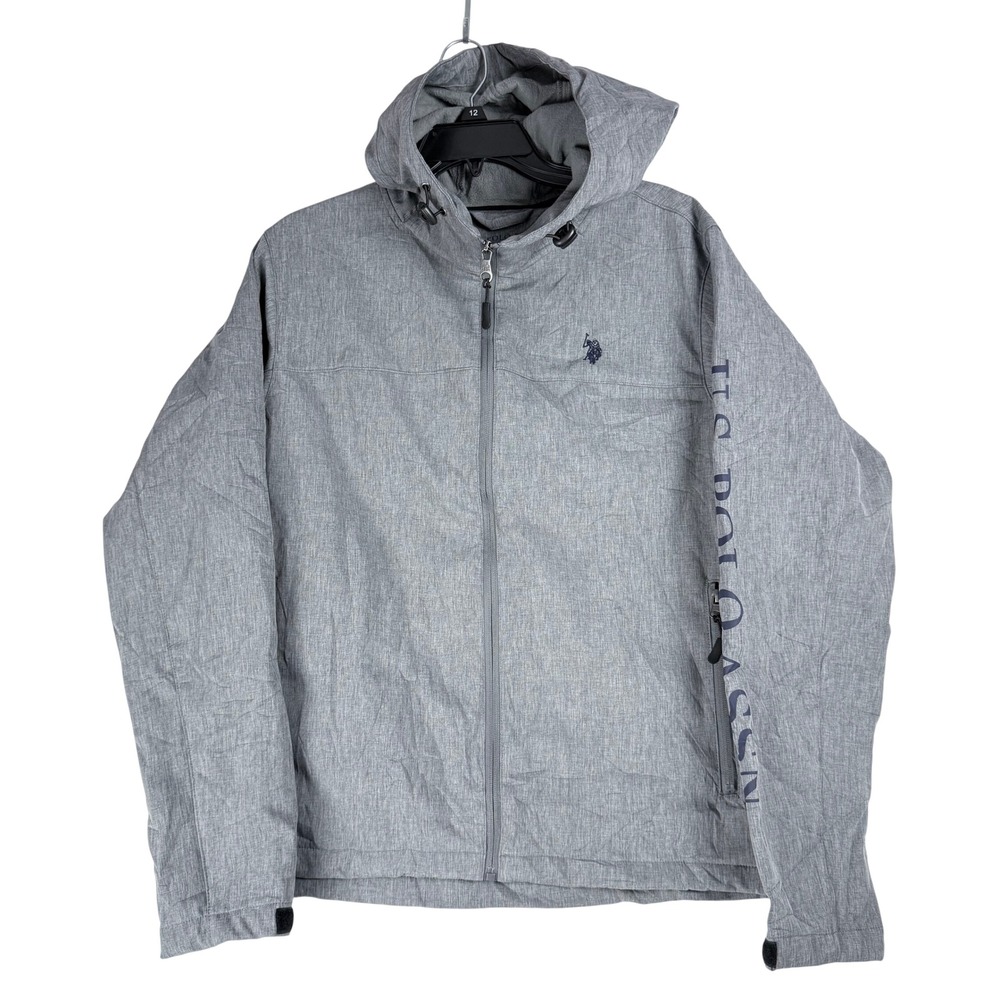 US Polo Assn Softshell Jacket Mens Medium Grey Fleece Lined Gorpcore Techwear